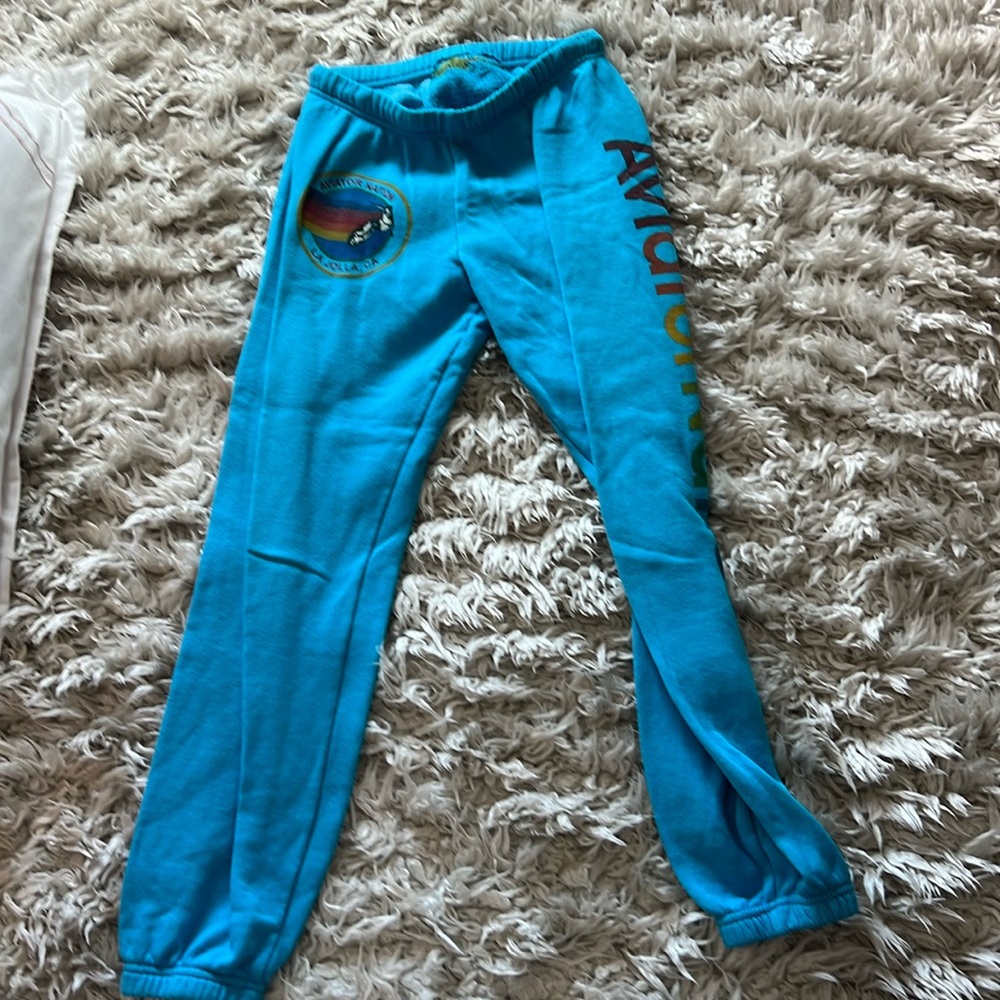 Turquoise blue Aviator nation joggers